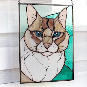 Custom pets portrait, Dog Cat Stained glass, Handmade gift, Suncatcher wall and window decor, Custom portrait from photo, Pet loss gifts