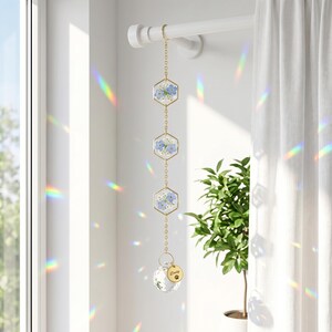 Personalized Pet Sun Catcher Wind Chime, Custom Pet Name & Icon, Rainbow Window Suncatcher Decor